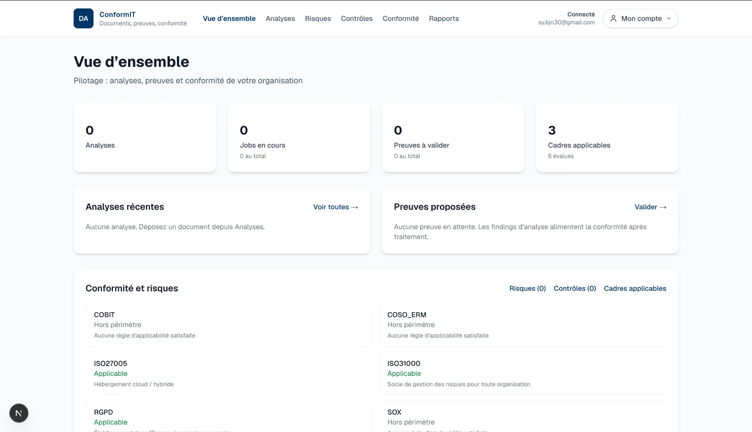 Interface d'accueil de l'application web